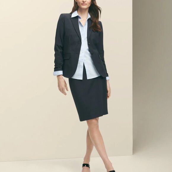 NEW THE ESSENTIALS BY BROOKS  Brothers Stretch Jacket Womens Size 10 Navy - Picture 5 of 8
